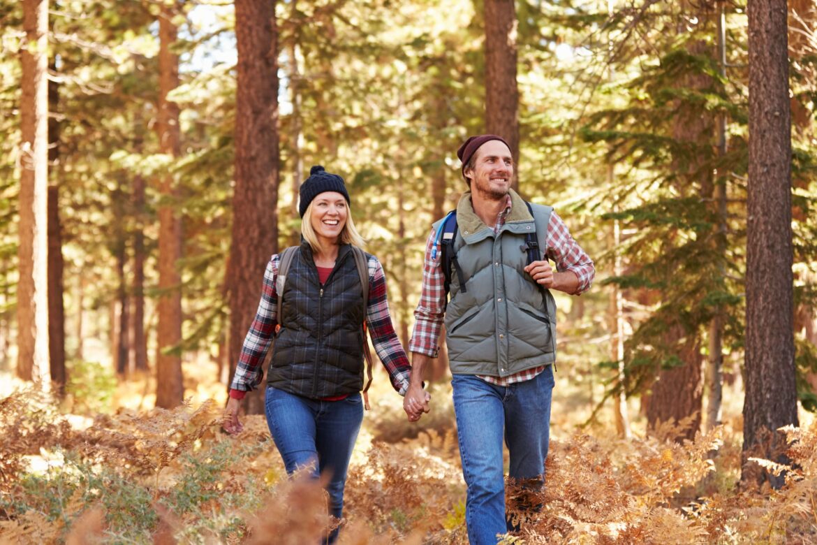 A woman and a man enjoying the Minnesota Fall Colors.