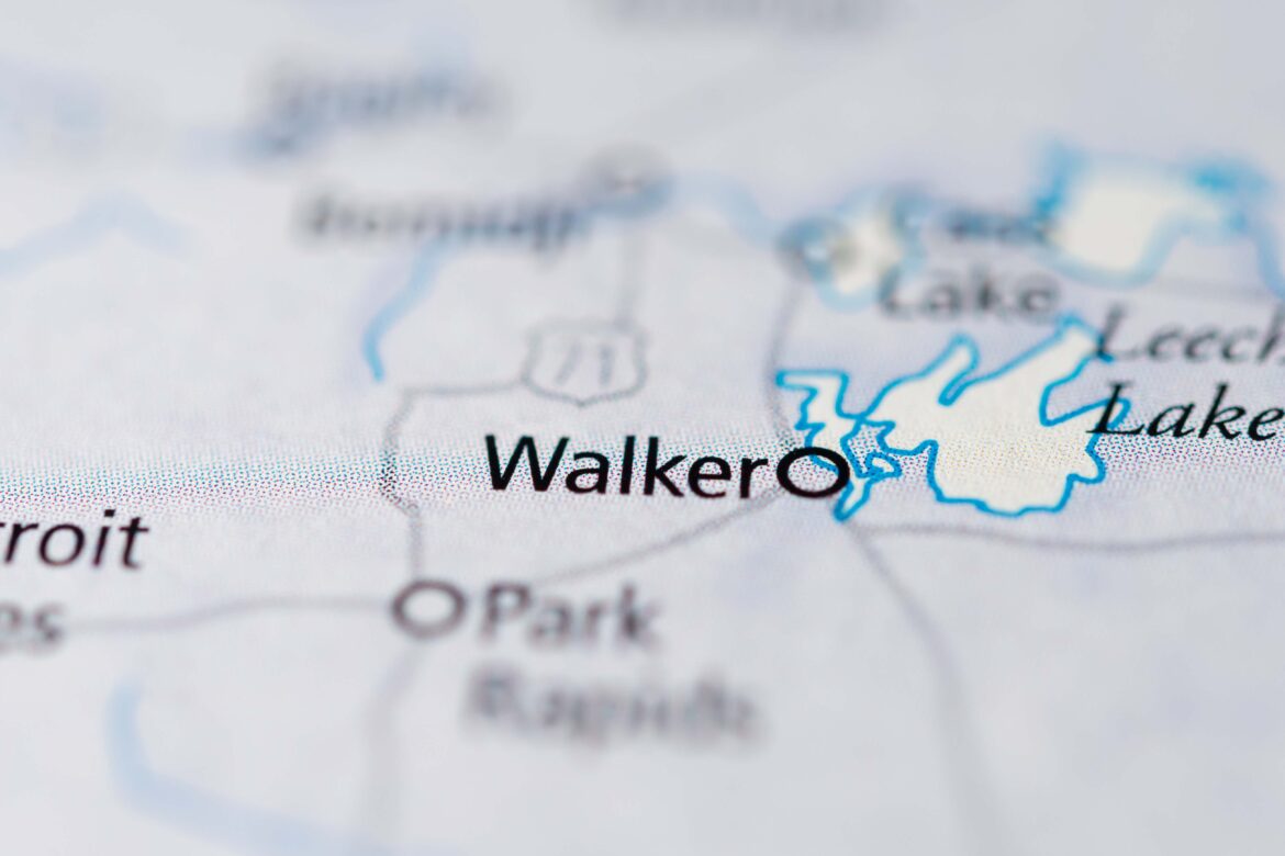 A map of Walker, Minnesota.